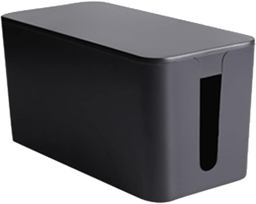 Cable Management Box,Cord Organizer Box for Home and Office System to Cover and Hide & Power Strips & Cords,Surge Protector (Small, Black)