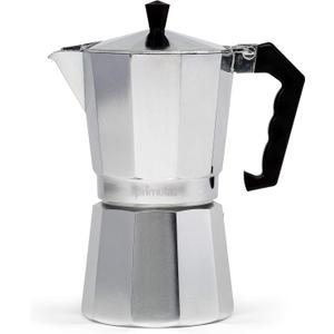 Primula Classic Stovetop Espresso and Coffee Maker, Moka Pot for Italian and Cuban Caf Brewing, Greca Coffee Maker, Cafeteras, 9 Espresso Cups, Silver