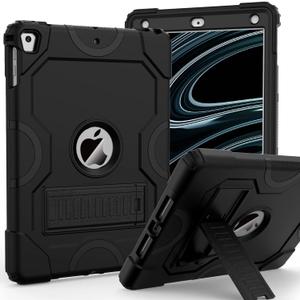 ZoneFoker Case for iPad 6th/ 5th Generation (9.7 Inch, 2018/ 2017 Model), iPad Air 2 & 1st, iPad Pro 9.7 2016, Heavy Duty Shockproof Rugged Protective Case, Black