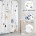 Gibelle Small Stall Shower Curtain 36 x 72, Narrow Half Watercolor Floral Fabric Shower Curtain, Blue Beige Flower Decorative Bathroom Shower Curtain Set