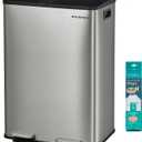 SONGMICS Trash Can, 2 x 8 Gallon (2 x 30 L) Dual-Compartment, Soft-Close