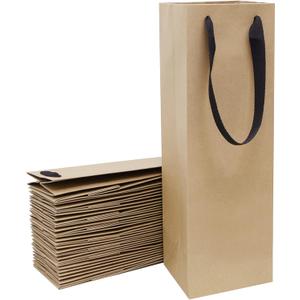 Aimyoo 20 Pack Brown Wine Bottle Bags Bulk 4x4x14 inch, Kraft Paper Gift Bags with Handles Champagne Alcohol Retail Bag