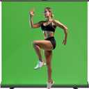 WASJOYE Large Retractable Green Backdrop Screen - 81.5 x 79 in Portable Collapsible Panel Photo Background with Stand for Photographing Studio Live Broadcasting Video Conference, Streaming