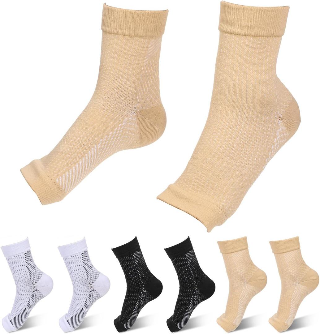 3 Pairs Toeless Socks for Women, Moisturizing Heel Socks Open Toe Sock Cotton Ankle Compression Sleeve Pedicure Sock for Dry Cracked Heel