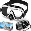 Swimming Goggles Scuba Snorkeling Mask for Adults, Adjustable Elastic Knitted Strap Swim Goggles, Tempered Glass with Panoramic Scuba Snorkel Diving Mask for Adults
