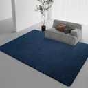 DweIke 4x6 Navy Blue Rugs for Bedroom Living Room, Soft Fluffy Washable Low Pile Solid Color Rug, Non-Slip Throw Carpets for Kids Boys Girls Dorms Nursery Classroom Home Decor