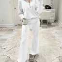ANRABESS Women 2 Piece Outfits Sweat Shorts Sets, Large, White, Large