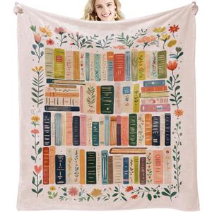 Mahrokh Book Lovers Gifts, Reading Blanket for Readers, Bookish Book Club Reading Librarian Gifts Blanket 60"x50" (Pink)