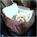 Dog Car Seat for Small Dogs Under 25Lbs, Portable Comfy Safe Puppy Car Seat Travel Bed with Storage Pockets, Fully Detachable Washable Dog Booster Carseats for Front & Back Seats, Brown (Medium)