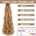 COOKOO 9 Packs 30 Inch Pre Stretched French Curly Braiding Hair Blonde 85g/pack Easy Braid Crochet Hair Big Wavy Braiding Hair Extentions for Senegalese Twist Hair 27#
