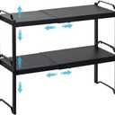 2 Pack Expandable Cabinet Countertop Shelves, Stackable Shelves Organizers For Kitchen Cabinet Countertop Storage, Adjustable Counter Cupboard Pantry Organizer Shelf Rack Stand, Length:20.5"