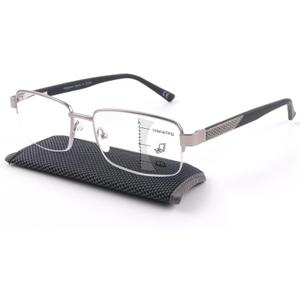 Missfive Men Premium Multifocus Reading Glasses Blue Light Blocking, Progressive Metal Frame With No Broken Spring Hinge Multifocal Readers Computer Eyewear,Workspace For Near Range, Silver, 3.5x
