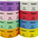 DNB 8000 Pairs Raffle Tickets - 8 Color Set of 1000 2 x 2 Inch 50/50 Double Roll Raffle Tickets - Pink/Red/White/Green/Blue/Yellow/Orange/Purple