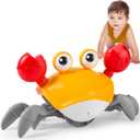 Crawling Crab Baby Toy Infant: Tummy Time Toys for Babies 3 6 9 12 18 24 36 Months, Walking Dancing Crab for Toddler 1 2 3 Year Old, 1st Music Birthday Gift for Boys Girls, Christmas Stocking Stuffers (Yellow)