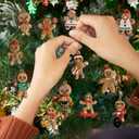 12Pcs Gingerbread Man Christmas Decorations 3 Inch Xmas Tree Ornament Set with Lanyard Acrylic Christmas Hanging Ornaments for Home Party Decor (B)