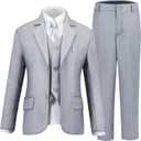 Boys Suit Kids Suits Tuxedo for Boys Toddler Vest Pants Set Ring Bearer Outfit Dress Clothes (12 Years, 5pc-light Gray)