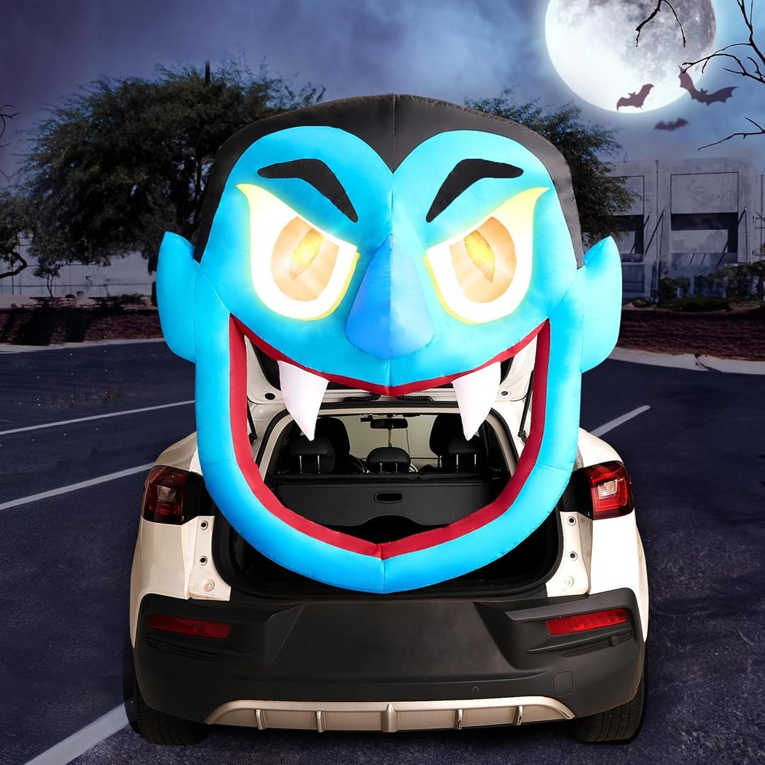 Joiedomi Halloween Inflatable Outdoor Decorations, Trunk or Treat Car Decorations Kit, Inflatable Scary Vampire with LEDs for Halloween Car Decor, Yard Decorations