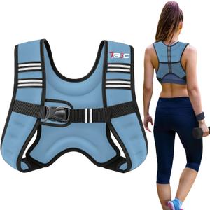 Weighted Vest Woman - 6lb, Womens Weight Vest for Walking, Strength Training Weight Vests for Men, Reflective Stripe Fitness Vest for Workout Running Jogging (Blue)