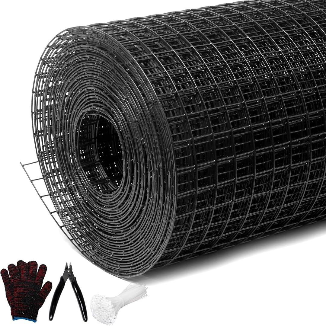Black Hardware Cloth 1/4inx36inx100ft, Chicken Wire Fencing, 22Gauge, Vinyl PVC Coated Mesh, Welded Wire mesh, Perfect for Gopher Wire, Rodent Mesh, Tree Guard, Chicken Coop, with Tools