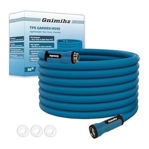 Garden Hose 50 ft, Made of TPE (BetterThan PVC/Hybrid Polymer), Lightweight yet Durable Water Hose with Ergonomic Grip, Drinking Water Safe Material, All-Weather, 3/4" GHT Fittings