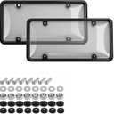 2-Pack License Plate Cover Frames Protector Combo, Clear Plate Frame Anti-Scratch Anti-Glare for Car Truck SUV, Includes All Mounting Hardware (Grey)