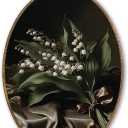 TLESKE Dark Vintage Lily of the Valley Oval Wall Art Decor Framed 9x12, Dark Academia Cottagecore Canvas Wall Art Prints Artwork, Moody Floral Wall Hanging Room Door Decor for Bedroom Bathroom, 11.3"L x 8.7"W