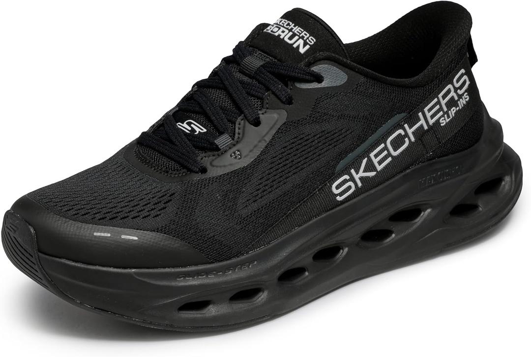 Skechers Men's Max Cushioning Glide Step Advert Hands Free Slip-ins (12, Black/Black)