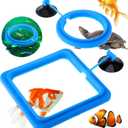 2 Pcs Fish Feeding Rings, Bule Aquarium Floating Plant Rings Fish Feeder Food Feeder Circle Round and Square Aquarium Accessories for Bettas Guppy Goldfish Floating Plants in Place