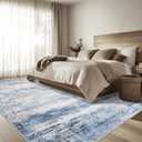 6x9 Area Rug Living Room Rugs - Washable Rug Large Modern Abstract Soft Thin Carpets Indoor Floor No Slip Vintage Carpet for Bedroom Under Dining Table Nursery Home Office Decor Blue