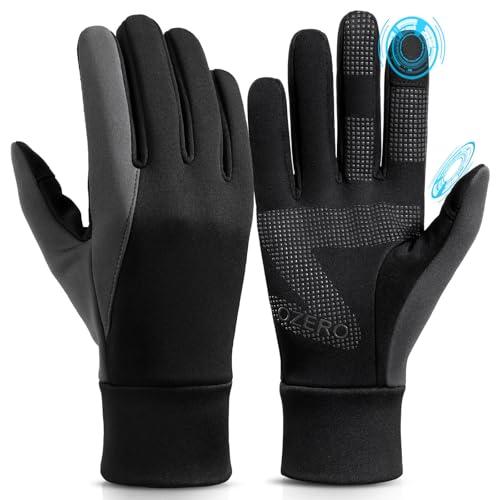 OZERO Mens Winter Touchscreen Gloves: Cold Weather Thin Warm Liner Glove - Thermal Windproof Gloves for Running Hiking Cycling Driving, Men L, Women XL