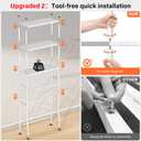 Over the Toilet Storage shelf, 4-Tier Bathroom Organizer Rack, Easy To Install with Adjustable Feet Pad and Basket Freestanding Bathroom Shelves Above Toilet, Space Saver Toilet Storage Cabinet(White), 24 x 11 x 65.5 inches