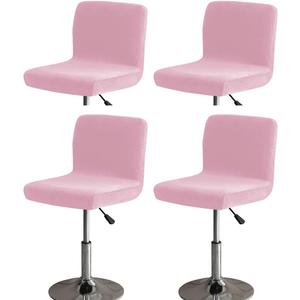 Bar Stools Cover with Back Velvet Barstools Slipcovers Stretch Counter Height Bar Stool Covers Protector Square Swivel Barstool Covers for Kitchen Bar Set of 4 Pink, 14"D x 14"W x 12"H