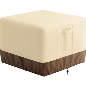 Vailge Fire Pit Cover Square,100% Waterproof Square Gas Firepit Table Cover,Outdoor Heavy Duty Lawn Patio Furniture Covers with Air Vent and Handle,44"L x 44"W x 24"H,Beige & Brown
