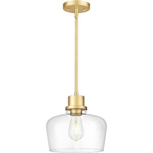 Emak Modern Gold Pendant Lights Kitchen Island, 10 Inch Large Pendant Light Fixtures with Clear Glass Shade for Kitchen, Dining Room, Entrance, PL126-GD-CG