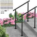 Hand Rails for Outdoor Steps,2 Pack Adjustable Handrail Railing Kit for Indoor Stairs (2-3 Steps),Easy One-Step Assembly Metal Hand Rails for Outdoor Step, Porch, Deck, and Concrete