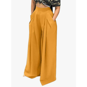 NRTHYE Womens Palazzo Long Pants High Waist Wide Leg Stretchy Loose Fit Casual Trousers with Pocket XL