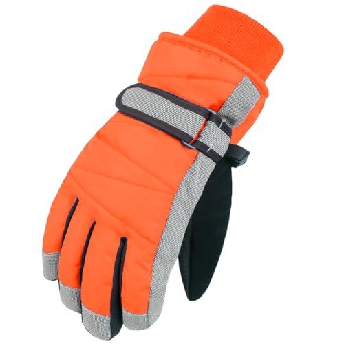 MAGARROW Kids Winter Warm Gloves Windproof Water-Resistant Snow Boys Girls Sport Gloves (Neon Orange, 10-12 Years)