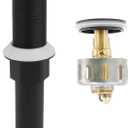 Bathroom Sink Drain,Drain Stopper Bathroom Sink Without Overflow,Small Cap Pop Up Drain Assembly with Detachable Strainer Basket,Built-in Anti-Clogging, Stainless Steel Nut Matte Black