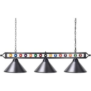 Wellmet 3 Light Billiard Pool Table Lights, 59" Pool Table Lighting for 7'-8' Table, Modern Kitchen Island Pendant Light with Matte Metal Shade, Billiard Light Fixture for Pool Table, Game Room (Black)