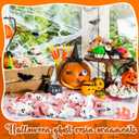 Suzile 100 Pcs Halloween Mini Resin Ghost Cute Miniature Small Ghost Figurines Colorful Halloween Spooky Decorations Garden Decor Micro Statue for Party Favors Gifts (White, Pink)