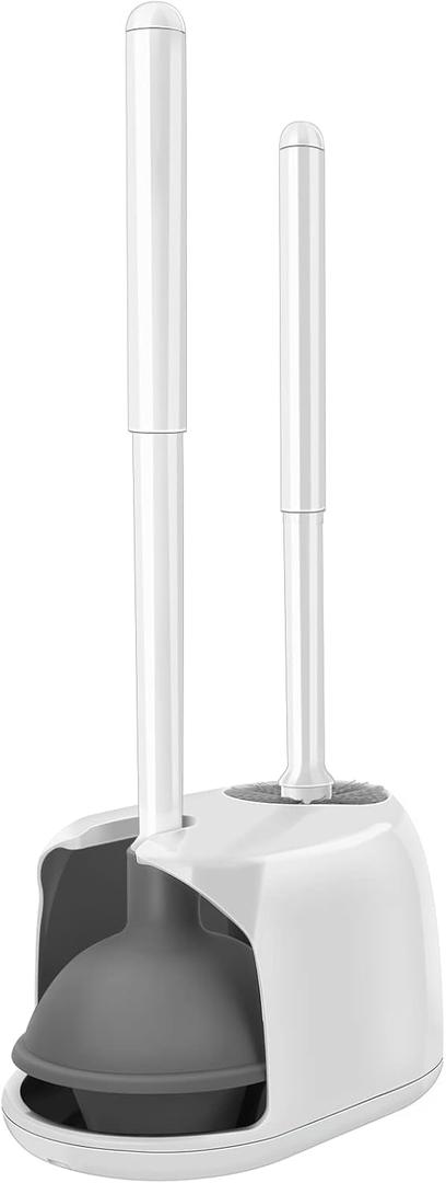 SetSail Toilet Brush and Plunger Set, Toilet Plungers for Bathroom Heavy Duty Toilet Bowl Brush and Holder Hidden Toilet Plunger and Brush Set for Deeply Cleaning - White (1 pack)
