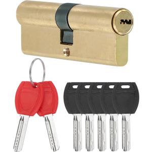 PATIKIL European Double Lock Cylinder, 90mm(40/10/40) Door Cylinder Lock with 7 Keys Solid Brass Lock Cylinder for Anti-Theft Wooden Aluminum Door