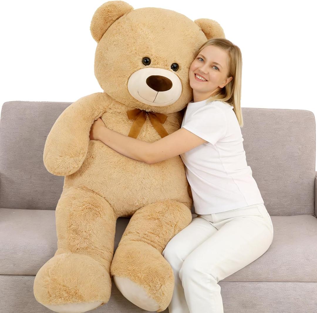 MorisMos Giant Teddy Bear Stuffed Animal 4 Ft,51'' Big Tan Teddy Bear for Girlfriend Boyfriend Wife Mother Fiance Valentine's Gift,Large Stuffed Animal Plush for Christmas Birthday Baby Shower,Tan (Gray)