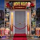 3 Pcs DIY Movie Night Porch Sign Banner Decoration Blank Poster Banner Movie Night Door Decorations DIY Poster Film Party Decorations for Film Photo Props Theater Birthday Party Supplies
