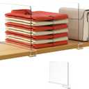 HBlife 1 Pack Clear Shelf Dividers, Vertical Purse Organizer for Closet Perfect for Sweater, Shirts, Handbags in Bedroom and Kitchen, Adjustable Acrylic Bookshelf for Organization
