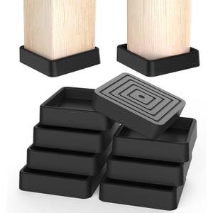 Furniture Coasters, Furniture Caster Cups - Non Slip Furniture Pads Hardwoods Floors - Non Skid Furniture Grippers,Square Silicone Furniture Feet Caps, (Black, 8Pcs 3")