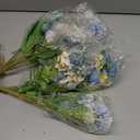 Tigeen 6 Bundles Artificial Bouquet Flowers Artificial Peonies Faux Roses Silk Flowers Hydrangea Bouquet for Wedding Table Centerpiece Floral Vase Decor(Blue)