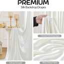 Ivory Satin Backdrop Curtains for Parties, 2 Panels 5FTx12FT Wrinkle Free Glitter Background Photo Backdrop Drapes for Wedding Birthday Photography Back Drop Cloth Holiday Festival Decor