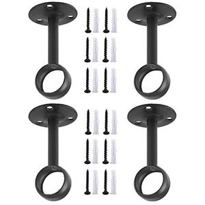 Anndason Curtain Rod Bracket Holders (Ceiling-Mount, 4 PCS, Black)