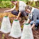 20 Pack Garden Cloches for Plants,9.4" H X 7.8" D Reusable Bell Plant Protector with 40 Ground Stakes and Rotary Vent Cover,Plant Covers Freeze Protection from Animals Snails Birds Chickens (White)